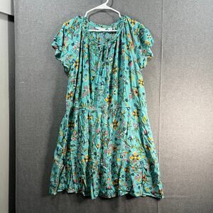 Canyon Retreat Petite Flutter Sleeve Dress with Tassel Turquoise PXL